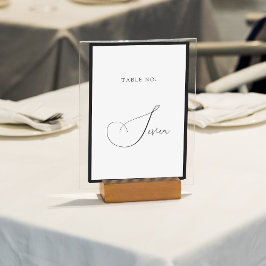 Tarjeta De Mesa Minimal Classy Black & White Border Script Wedding