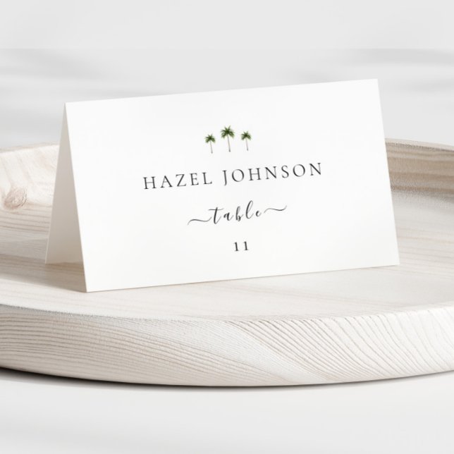 Tarjeta De Mesa Minimal Elegant Palm Tree Wedding Place Cards (Subido por el creador)