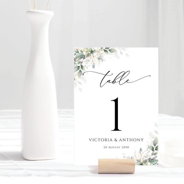 Tarjeta De Mesa Minimal Eucalyptus Wedding Table Numbers (Subido por el creador)