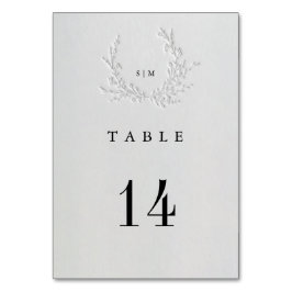 Tarjeta De Mesa Minimal Faux Blind Deboss Cotton Wedding Table 