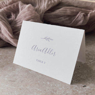 Tarjeta De Mesa Minimal Leaf Dusty Purple Wedding Place Cards