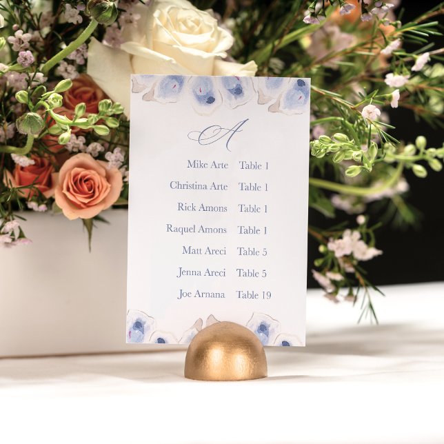 Tarjeta De Mesa Minimal Oyster Alphabet Seating Chart Card (Subido por el creador)