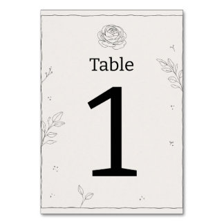 Tarjeta De Mesa Minimal Rose Line Art Botanical