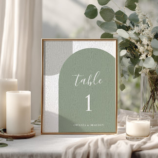 Tarjeta De Mesa Minimal Sage Green Rustic Boho Arch Table Number