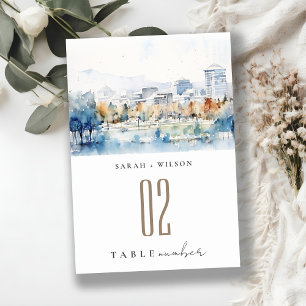 Tarjeta De Mesa Minimal San José, Boda de acuarela de California