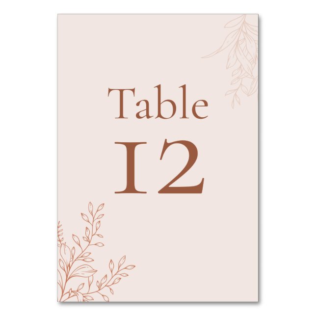 Tarjeta De Mesa Minimal Terracotta Botanical Table Number (Anverso)