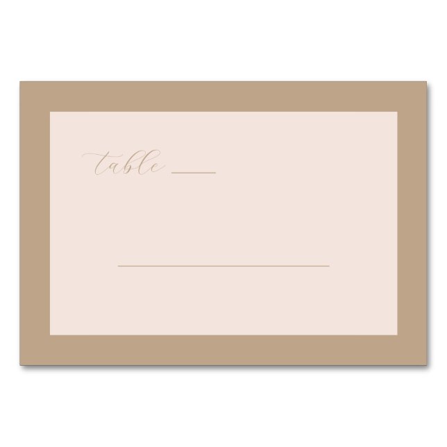 Tarjeta De Mesa Minimalist Beige Calligraphy (Anverso)