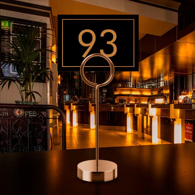 Tarjeta De Mesa Minimalist Black Gold Text Restaurant  (Minimalist Black Gold Text Restaurant Table Number)