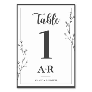 Tarjeta De Mesa Minimalist Black & White Wedding