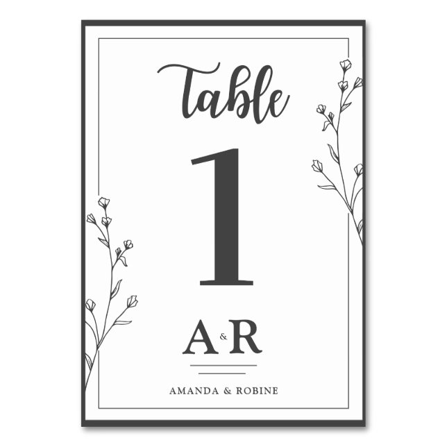 Tarjeta De Mesa Minimalist Black & White Wedding (Anverso)