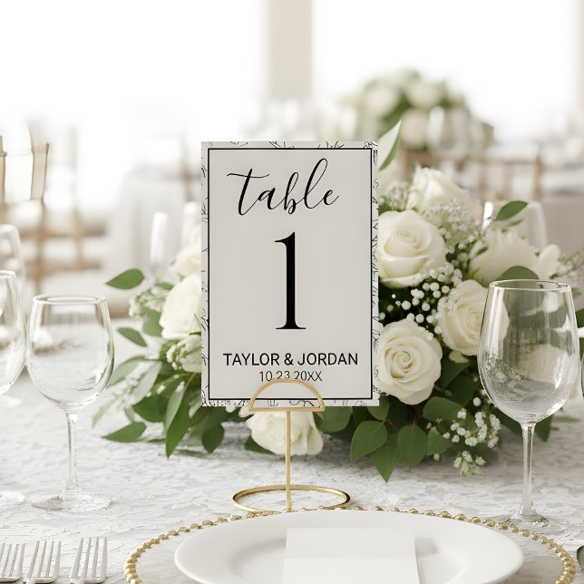 Tarjeta De Mesa Minimalist Botanical Framed Border Wedding  (Subido por el creador)