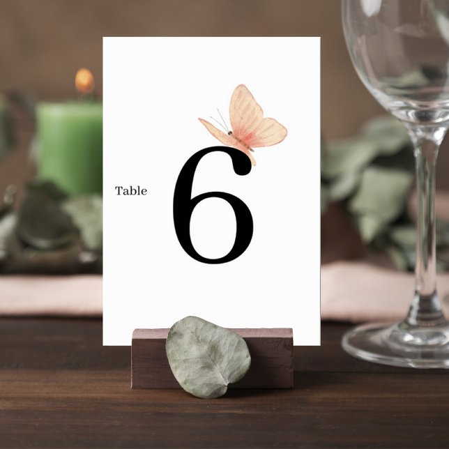Tarjeta De Mesa Minimalist Butterfly Wedding Table Number Card (Subido por el creador)