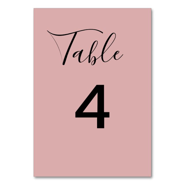Tarjeta De Mesa Minimalist Dusty Pink Wedding (Anverso)
