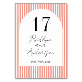 Tarjeta De Mesa Minimalist Elegant Tangerine Striped