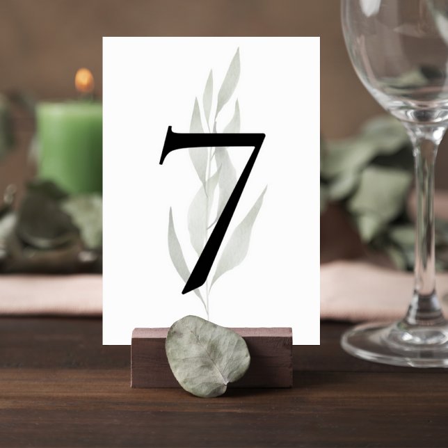 Tarjeta De Mesa Minimalist Eucalyptus Wedding Table Number Sign (Subido por el creador)