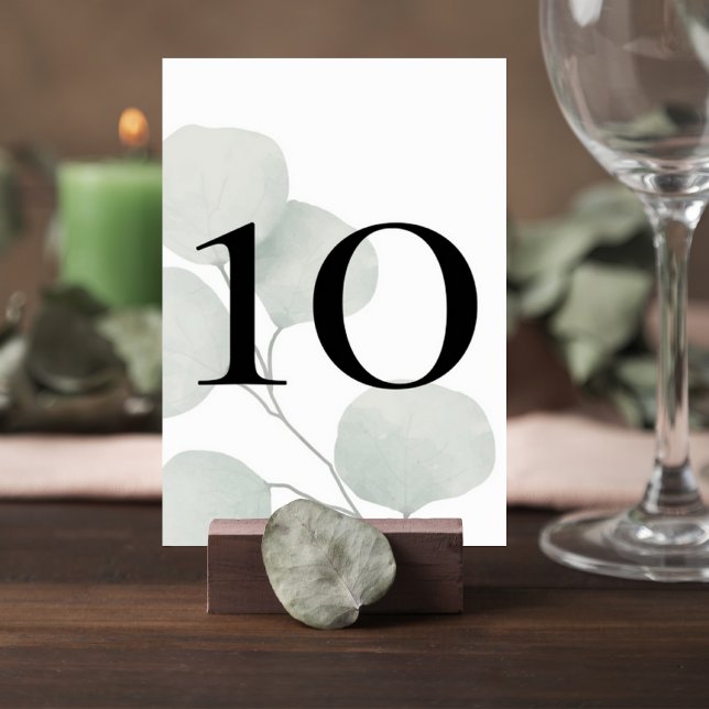 Tarjeta De Mesa Minimalist Greenery Wedding Table Number Card (Subido por el creador)