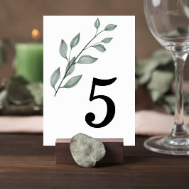 Tarjeta De Mesa Minimalist Greenery Wedding Table Number Card