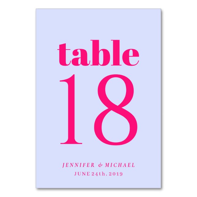 Tarjeta De Mesa Minimalist Lilac Pink Simple Wedding Seating (Anverso)