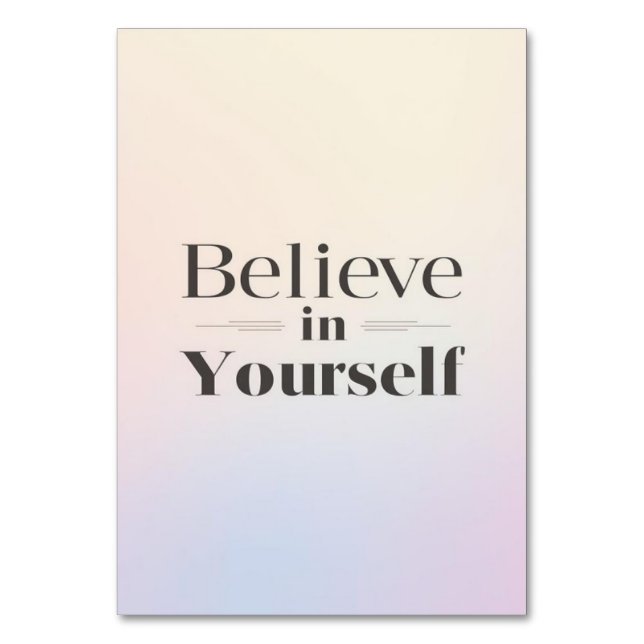 Tarjeta De Mesa Minimalist Motivational Poster: Believe in Yoursel (Anverso)