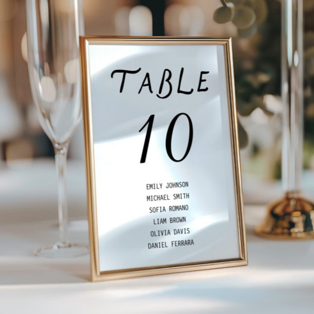 Tarjeta De Mesa Minimalist Script Wedding Table Number (Minimalist Script Wedding Table Number Table Sign)