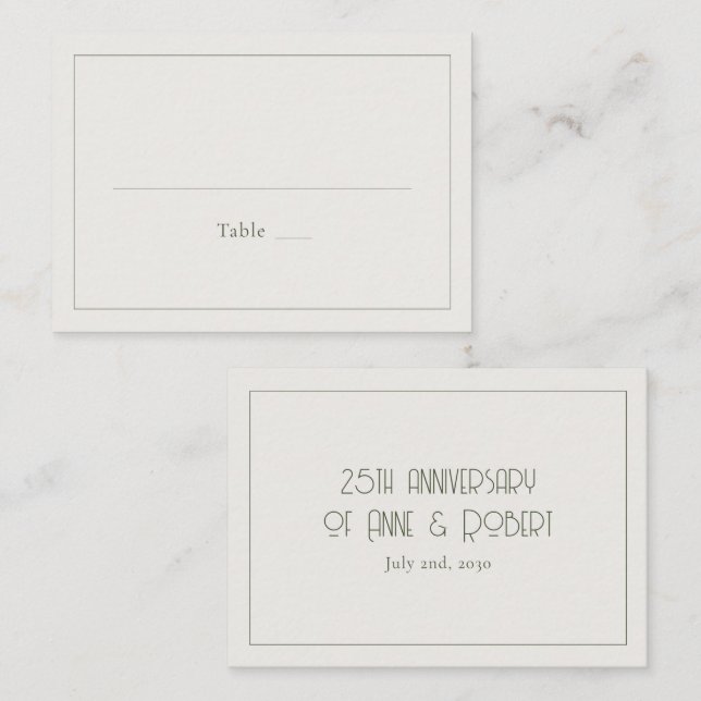Tarjeta De Mesa Minimalist vintage (Anverso / Reverso)