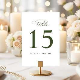 Tarjeta De Mesa Minimalist White Green Wedding Table Number Cards
