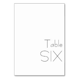 Tarjeta De Mesa Minimalista blanco elegante tipografía SIX