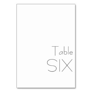 Tarjeta De Mesa Minimalista blanco elegante tipografía SIX