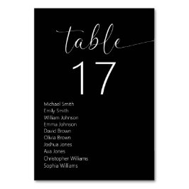 Tarjeta De Mesa Minimalista Boda moderno negro y blanco