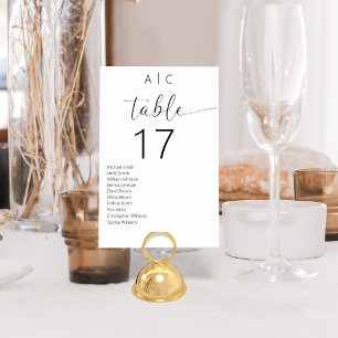 Tarjeta De Mesa Minimalista Boda moderno negro y blanco