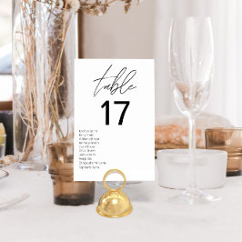 Tarjeta De Mesa Minimalista Boda moderno negro y blanco