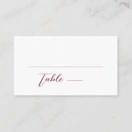 Tarjeta De Mesa Minimalista Boda simple rojo y blanco de Borgoña