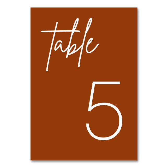 Tarjeta de mesa Minimalista Boho Terracotta (Anverso)