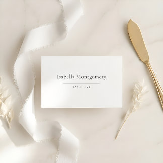 Tarjeta De Mesa Minimalista Elegante | Clásico Blanco y Negro