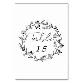 Tarjeta De Mesa Minimalista Flor Silvestre | Corona Boda 