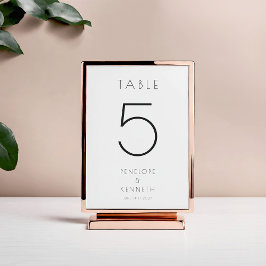 Tarjeta De Mesa Minimalista Personalizado Boda simple blanco