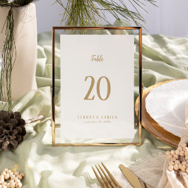 Tarjeta De Mesa Minimalista simple|Números de tabla de Boda de oro