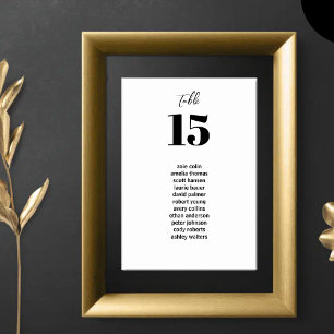 Tarjeta De Mesa Minimalista y moderna tabla de asientos en blanco 