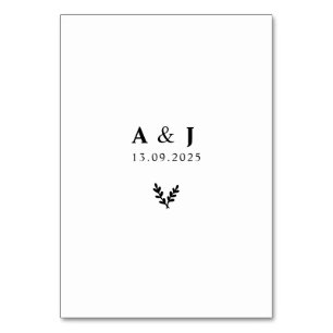 Tarjeta De Mesa Mínimo Elegante Floral Botánica de Monogramos