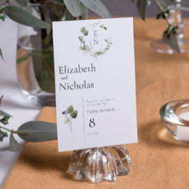 Tarjeta De Mesa Mínimo moderno | Número de tabla de verdor de prim