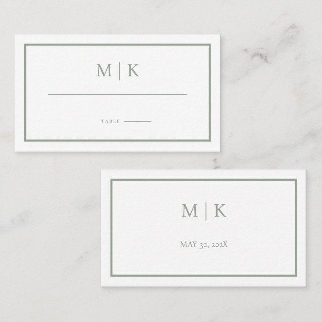 Tarjeta De Mesa Mínimo y Moda | Boda plano (Anverso / Reverso)