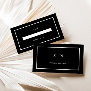 Tarjeta De Mesa Mínimo y Moda Llanura Boda negra