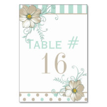 MINT BISQUE DOTS STRIPTS Table Card