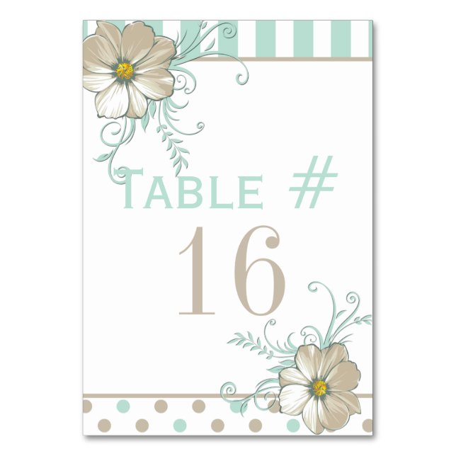 Tarjeta De Mesa MINT BISQUE DOTS STRIPTS Table Card (Anverso)