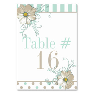 Tarjeta De Mesa MINT BISQUE DOTS STRIPTS Table Card