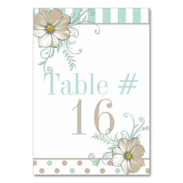 Tarjeta De Mesa MINT BISQUE DOTS STRIPTS Table Card (Anverso)