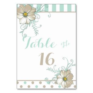 Tarjeta De Mesa MINT BISQUE DOTS STRIPTS Table Card