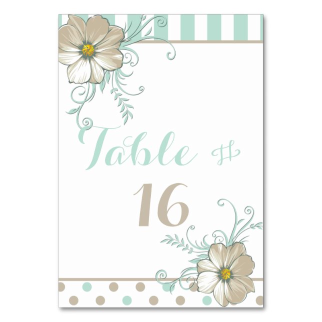 Tarjeta De Mesa MINT BISQUE DOTS STRIPTS Table Card (Anverso)
