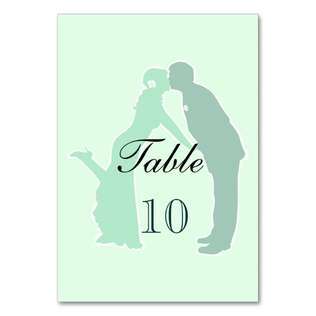 Tarjeta De Mesa Mint Bride y Groom (Anverso)