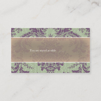 Tarjeta De Mesa Mint Purple elegante damask place place card